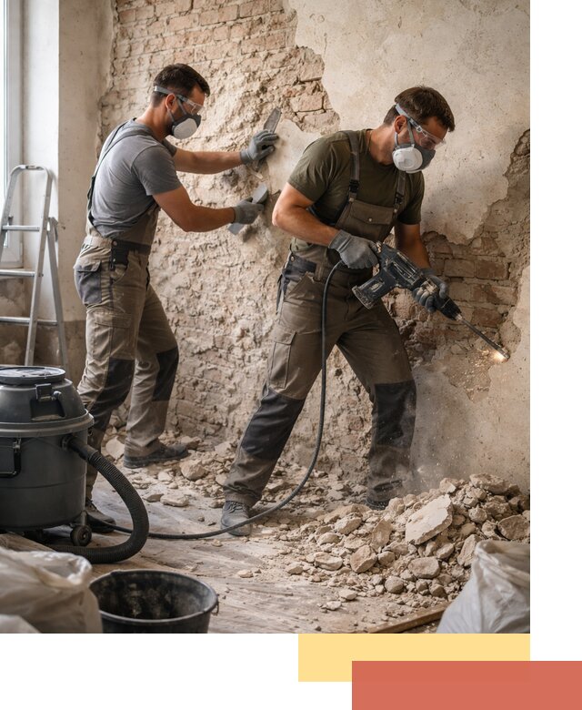 Демонтаж штукатурки со стен в Муравленко быстро и аккуратно