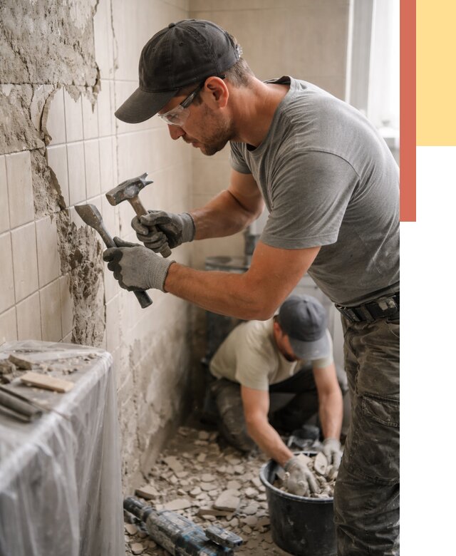 Демонтаж плитки со стен в Муравленко от 910 руб. — быстро и недорого | ОТДЕЛОЧНИК-Мрв