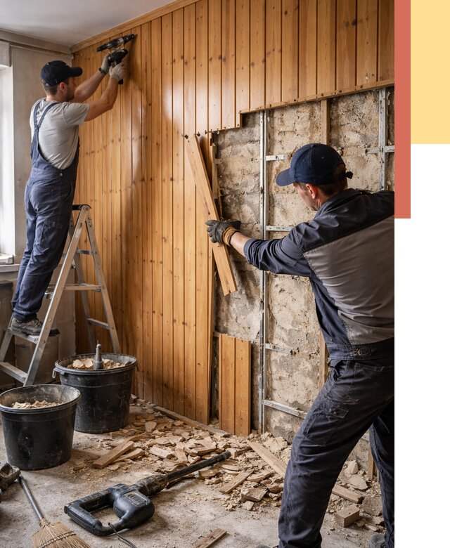 Демонтаж вагонки со стен в Муравленко от 1552 руб. — снятие, удаление, срочно | ОТДЕЛОЧНИК-Мрв