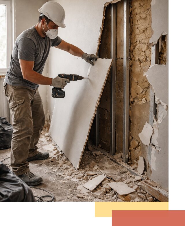 Демонтаж гипсокартона со стен в Муравленко качественно и быстро