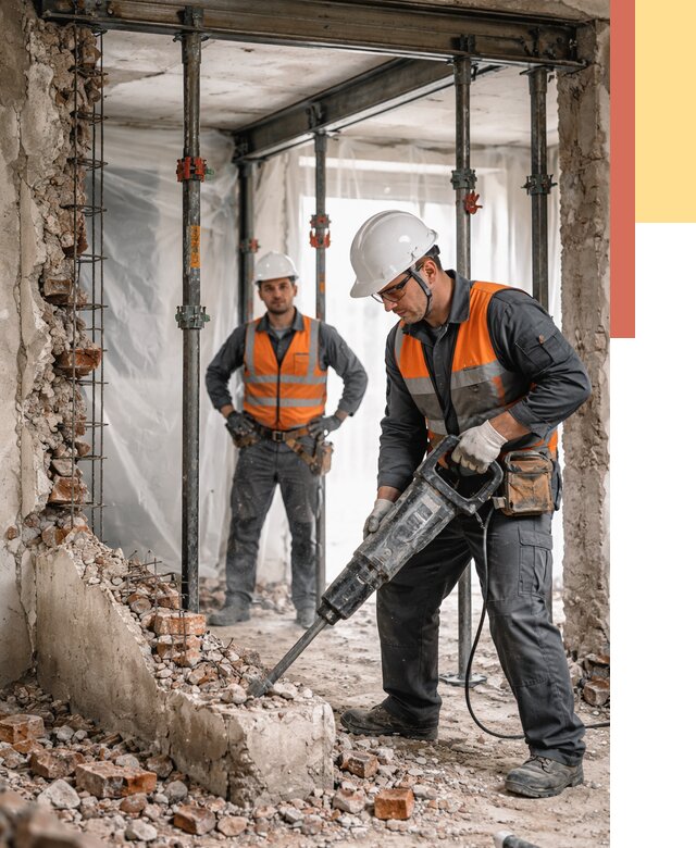 Снос несущих стен в Муравленко от 10974 руб. — демонтаж несущей стены под ключ | ОТДЕЛОЧНИК-Мрв