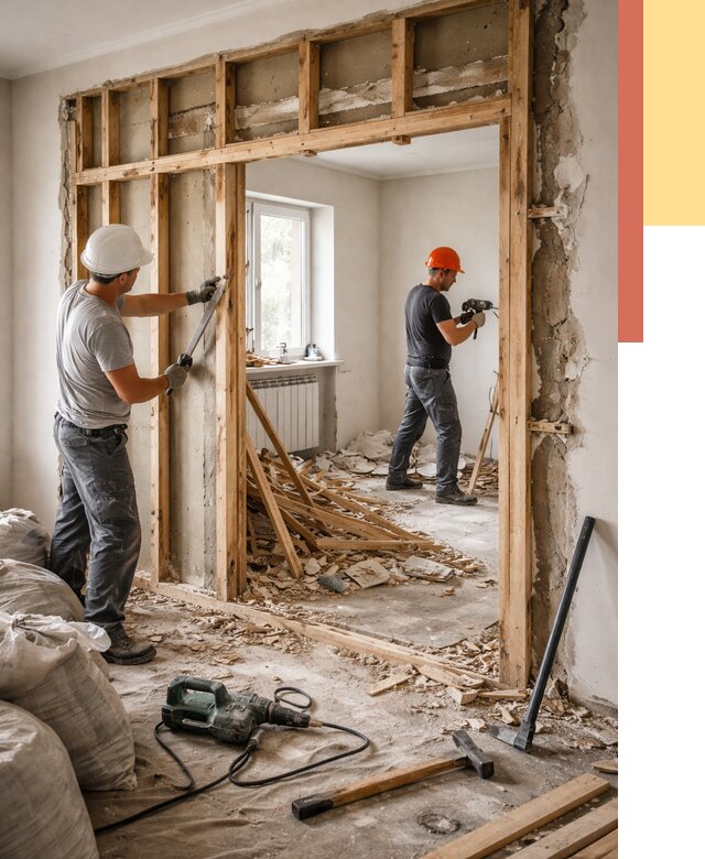 Демонтаж деревянных перегородок в Муравленко от 3426 руб. — быстро и недорого | ОТДЕЛОЧНИК-Мрв