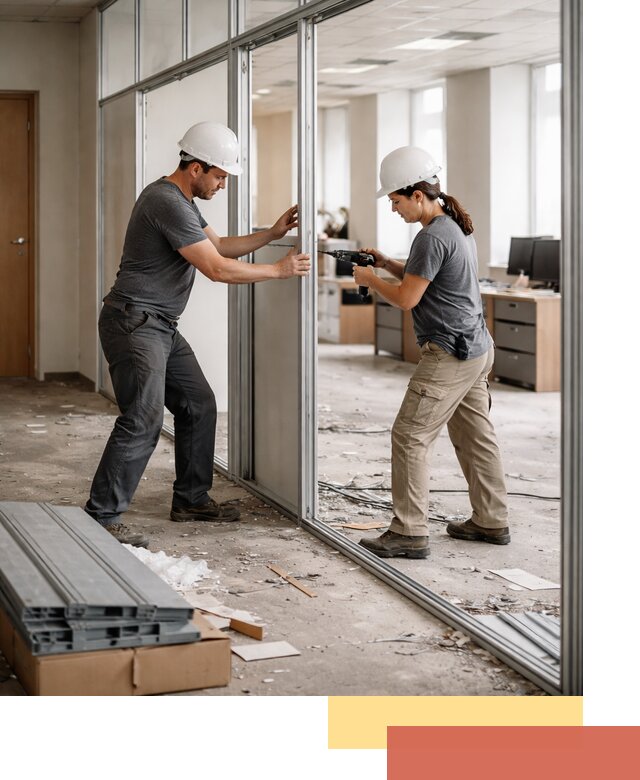 Демонтаж алюминиевых перегородок в Муравленко быстро и аккуратно