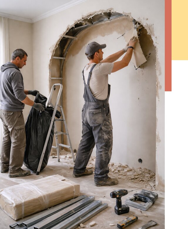 Демонтаж арки из гипсокартона в Муравленко от 3747 руб. — услуги под ключ | ОТДЕЛОЧНИК-Мрв