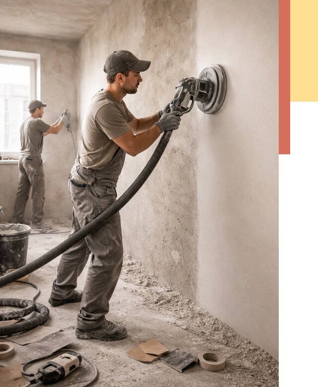 Шлифовка стен в Муравленко от 1285 руб/м2 — быстро и недорого | ОТДЕЛОЧНИК-Мрв