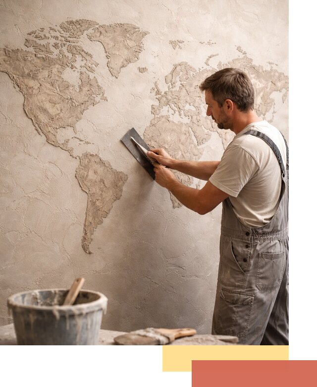 Декоративная штукатурка «Карта мира» под ключ в Муравленко