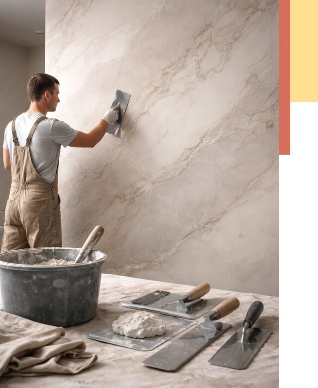 Декоративная штукатурка под мрамор в Муравленко от 2998 руб./м² — быстро и недорого | ОТДЕЛОЧНИК-Мрв