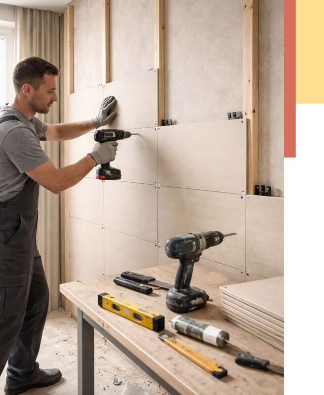 Монтаж МДФ панелей на стены в Муравленко от 1338 руб. под ключ | ОТДЕЛОЧНИК-Мрв