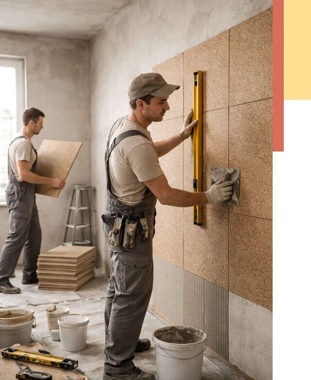 Монтаж пробковых панелей на стены в Муравленко от 3747 руб. — ОТДЕЛОЧНИК-Мрв