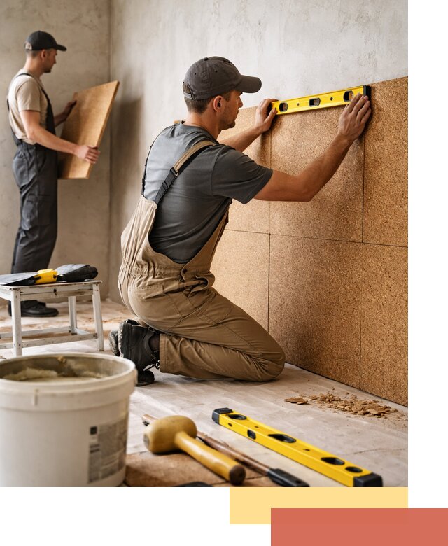 Монтаж пробковых панелей на стены в Муравленко быстро и качественно