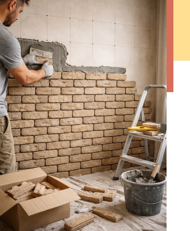 Монтаж декоративного кирпича в Муравленко от 3426 руб./м² — быстро и недорого | ОТДЕЛОЧНИК-Мрв