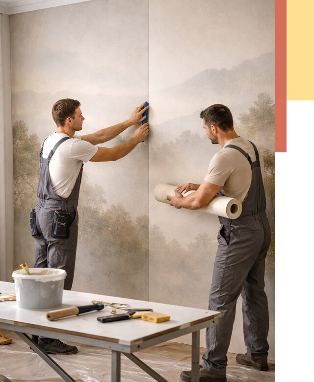 Поклейка фотообоев в Муравленко от 9100 руб/м² — быстро и недорого | ОТДЕЛОЧНИК-Мрв