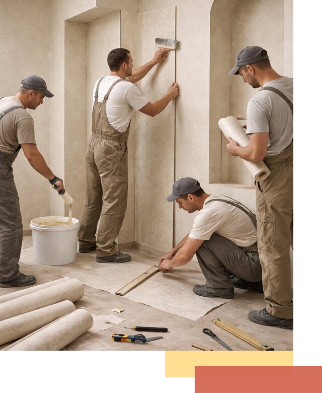 Поклейка обоев на сложные стены и неровные поверхности в Муравленко