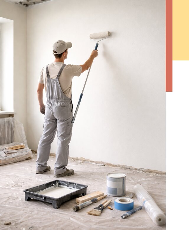 Покраска стен водоэмульсионной краской в Муравленко от 482 руб. за м² | ОТДЕЛОЧНИК-Мрв