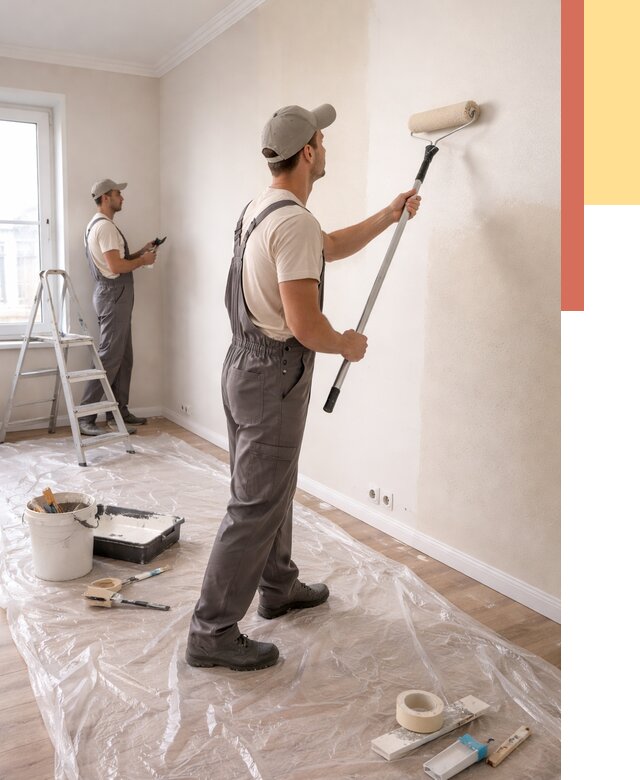 Покраска стен акриловой краской в Муравленко от 3747 руб./м² — быстро и недорого | ОТДЕЛОЧНИК-Мрв