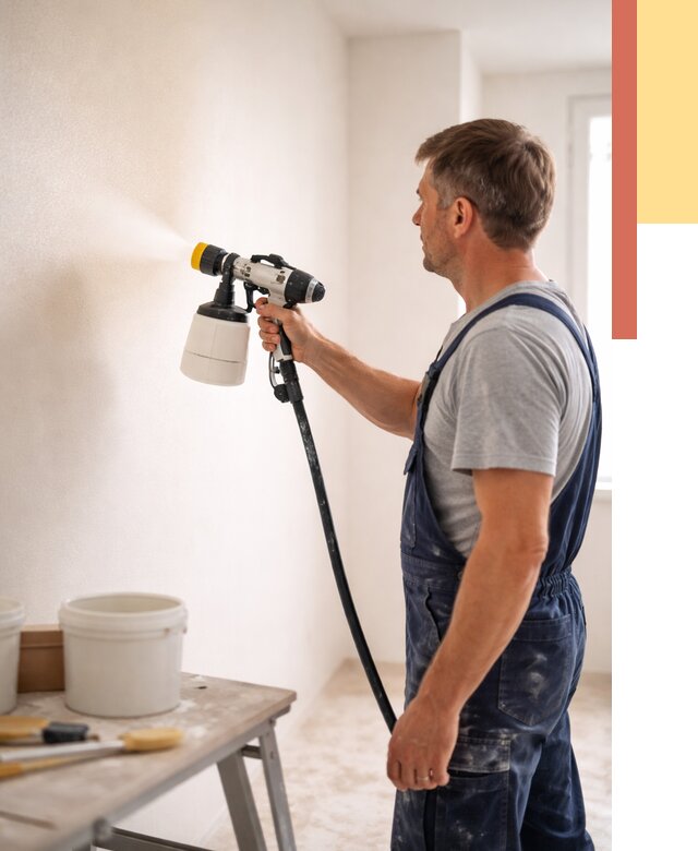 Покраска стен краскопультом в Муравленко от 8030 руб. — механизированная покраска | ОТДЕЛОЧНИК-Мрв