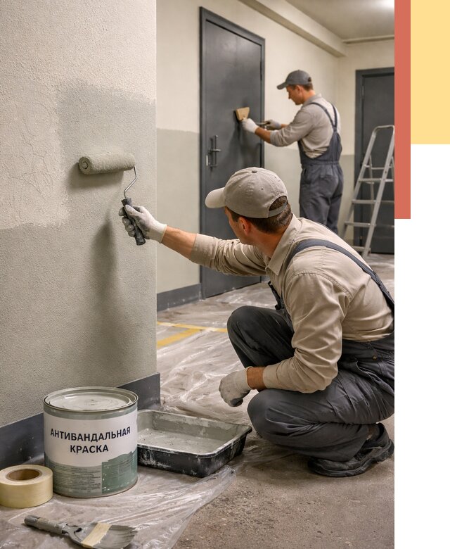 Покраска стен антивандальной краской в Муравленко от 4818 руб./м² под ключ | ОТДЕЛОЧНИК-Мрв