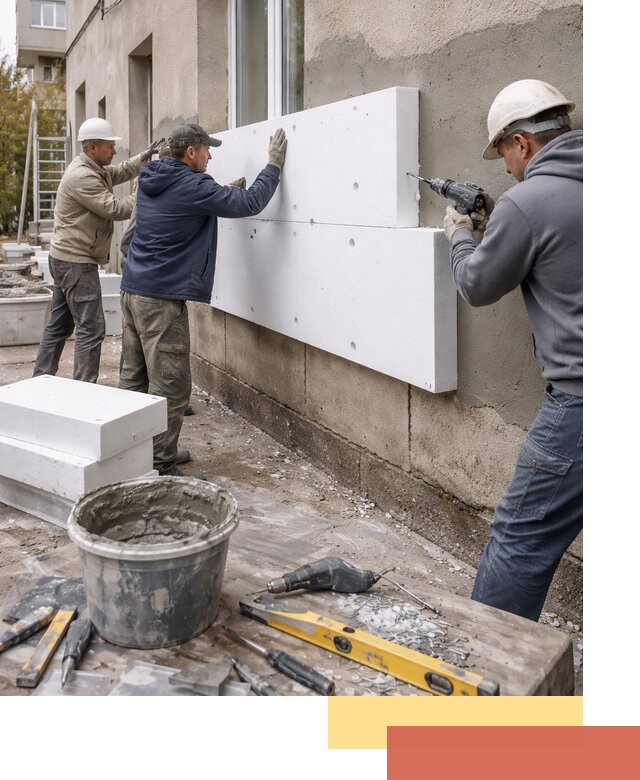 Утепление наружных стен пенопластом в Муравленко