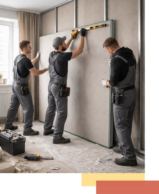 Шумоизоляция стен панелями ЗИПС в Муравленко для жилых и коммерческих помещений