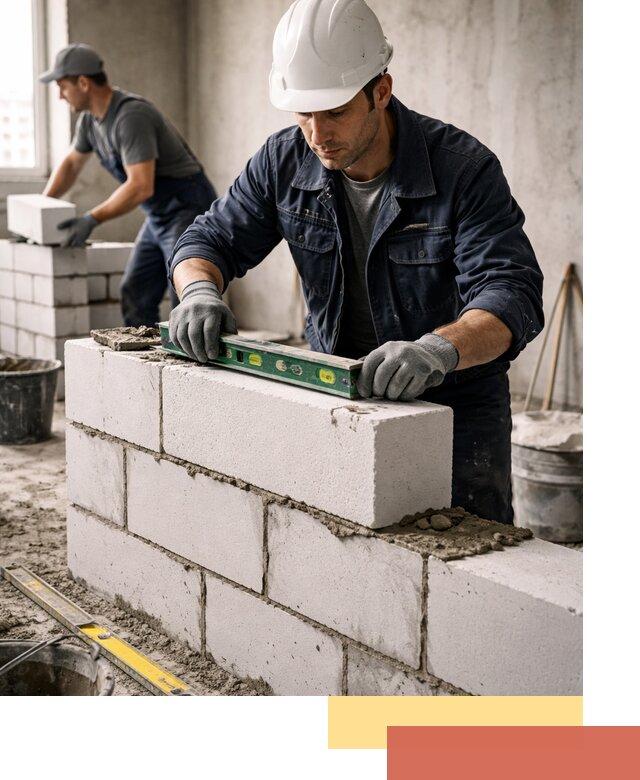 Кладка перегородок из пеноблока под ключ в Муравленко