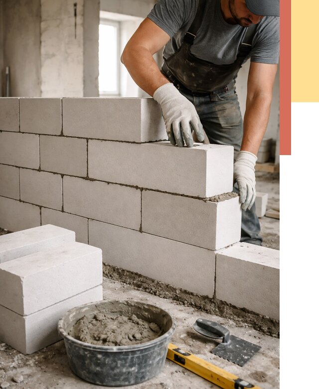 Кладка перегородок из силикатного блока в Муравленко от 4282 руб. под ключ | ОТДЕЛОЧНИК-Мрв