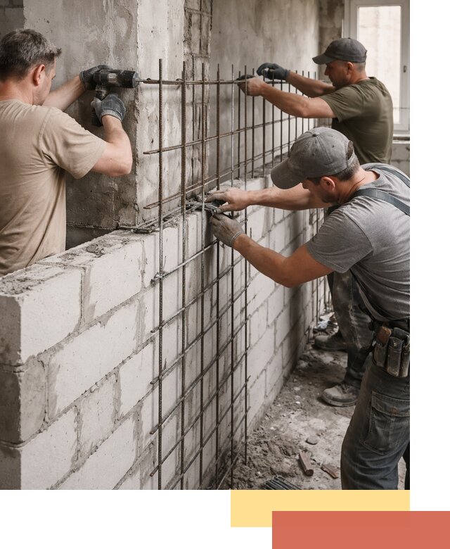 Армирование кладки перегородок в Муравленко профессионально и надёжно