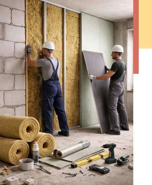 Шумоизоляция перегородок из блоков в Муравленко от 1981 руб./м² — быстро и недорого | ОТДЕЛОЧНИК-Мрв