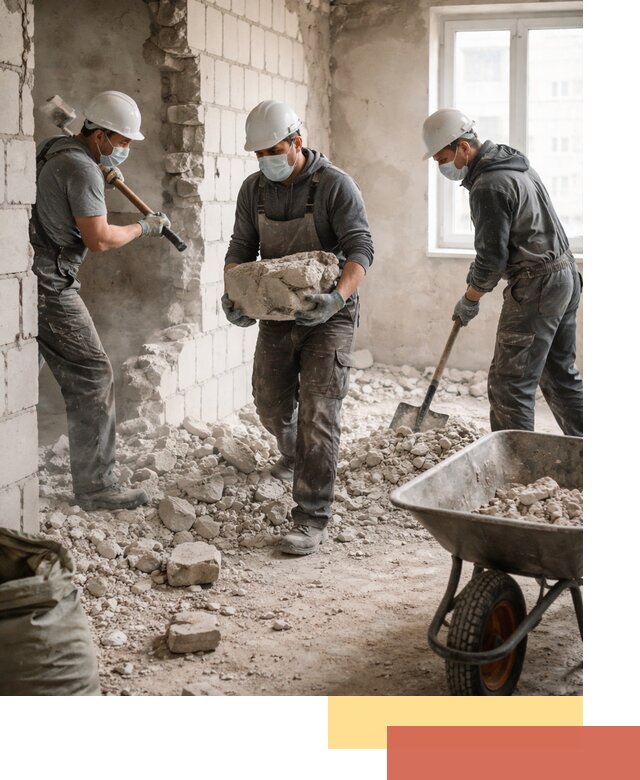 Демонтаж блочных перегородок в Муравленко быстро и аккуратно