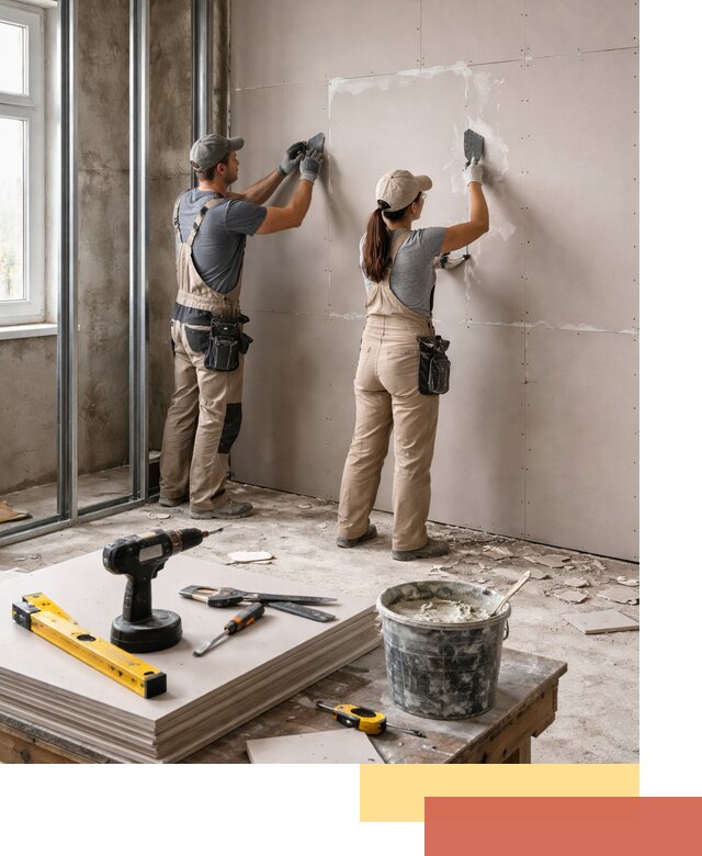 Монтаж двухслойной перегородки из гипсокартона в Муравленко