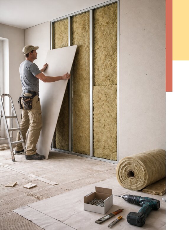 Перегородка из гипсокартона с шумоизоляцией в Муравленко от 3340 руб. | ОТДЕЛОЧНИК-Мрв