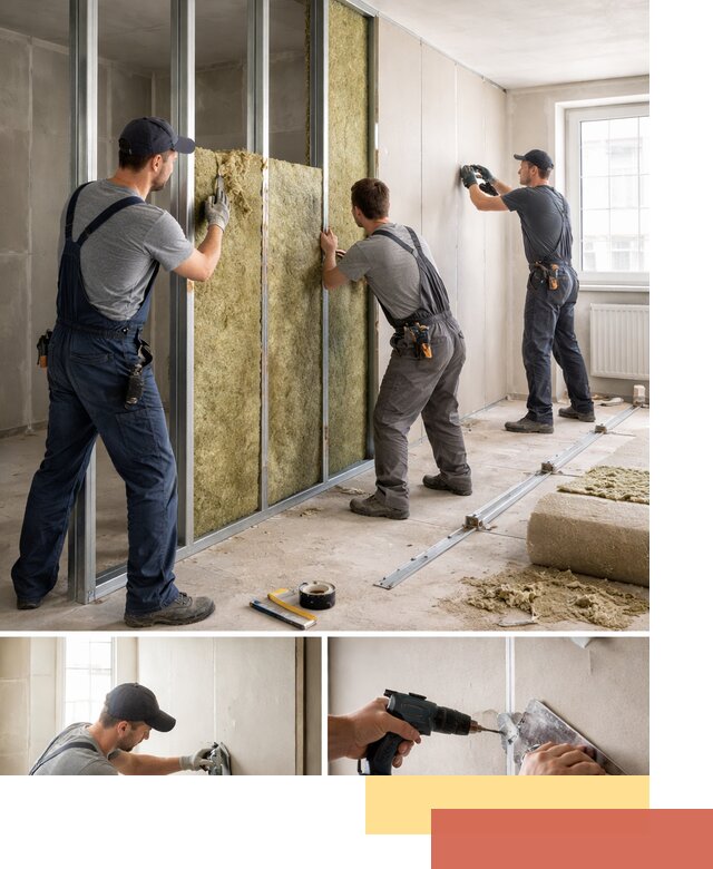 Перегородка из гипсокартона с шумоизоляцией в Муравленко — монтаж под ключ