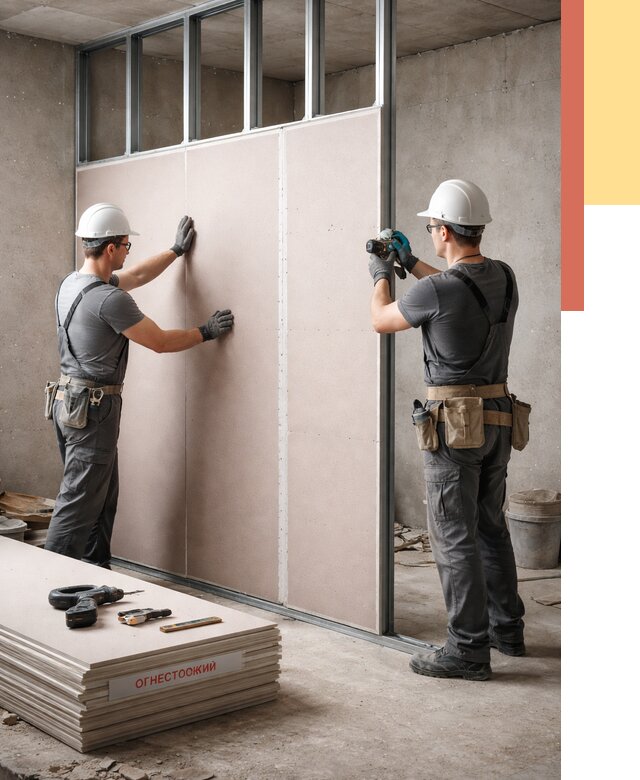 Перегородка из огнестойкого гипсокартона в Муравленко от 1981 руб. под ключ | ОТДЕЛОЧНИК-Мрв