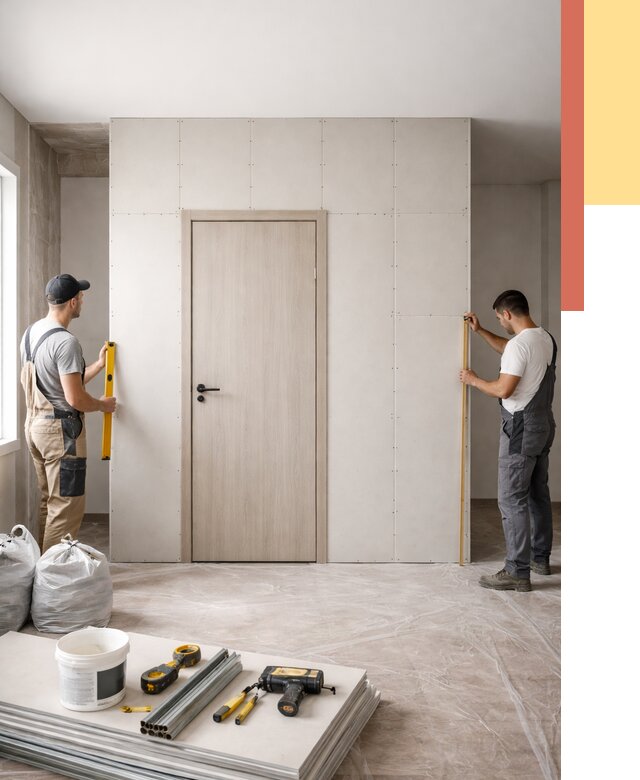 Перегородка из гипсокартона с дверью в Муравленко от 4818 руб. под ключ | ОТДЕЛОЧНИК-Мрв