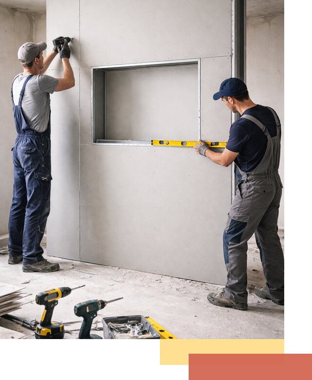 Перегородка из гипсокартона с нишей под декор в Муравленко