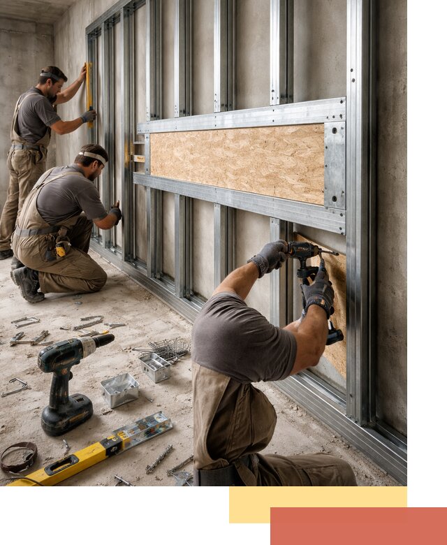 Усиленная перегородка для крепления тяжёлых конструкций в Муравленко