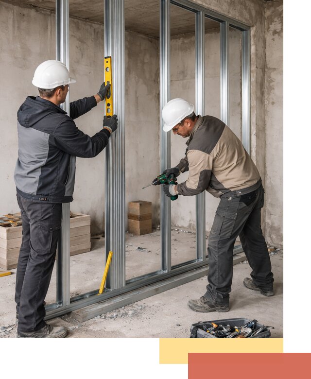 Монтаж каркаса перегородки из профиля в Муравленко