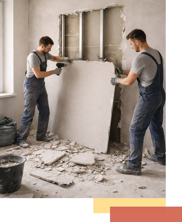 Демонтаж перегородки из гипсокартона в Муравленко быстрый и аккуратный