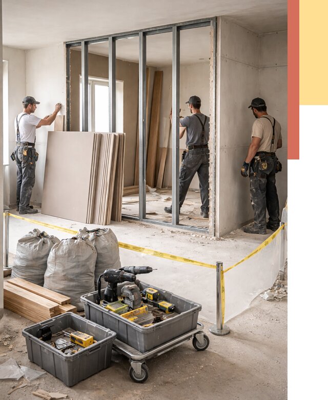 Перенос гипсокартонной перегородки в Муравленко под ключ от 4818 руб. | Демонтаж и монтаж – ОТДЕЛОЧНИК-Мрв