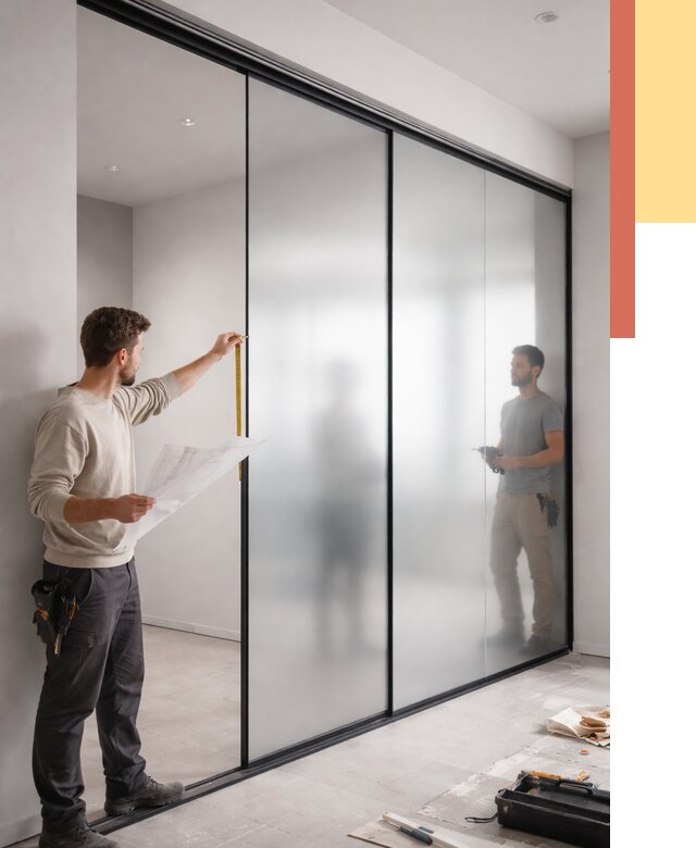 Матовые стеклянные перегородки в Муравленко от 9100 руб. — монтаж и установка | ОТДЕЛОЧНИК-Мрв