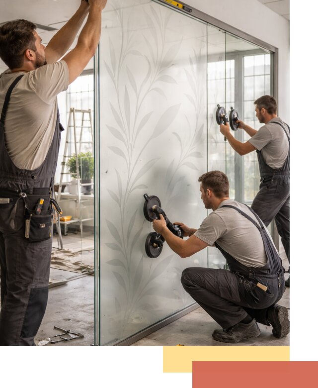 Стеклянные перегородки с рисунком на заказ в Муравленко