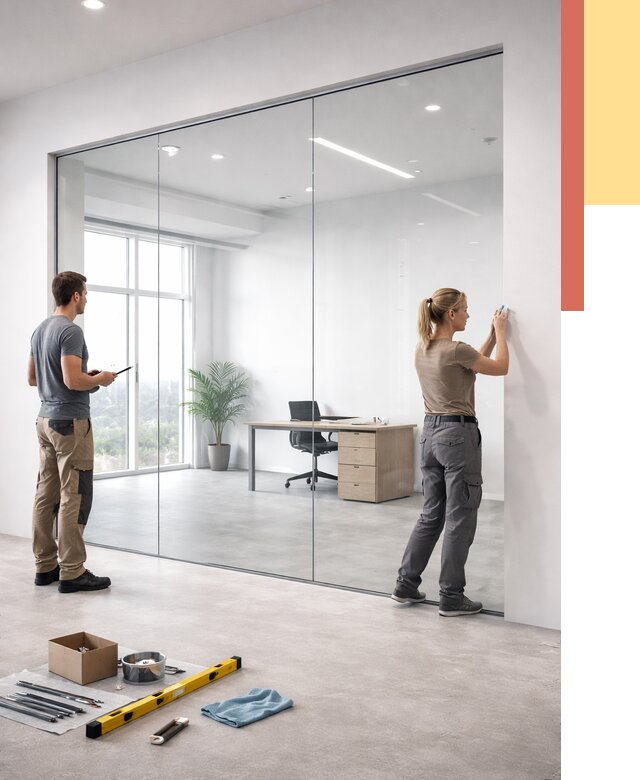 Перегородки из закаленного стекла в Муравленко от 10171 руб. под ключ | ОТДЕЛОЧНИК-Мрв