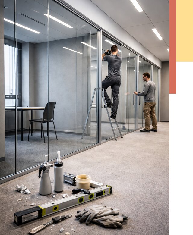 Стеклянные офисные перегородки в Муравленко от 9100 руб. — монтаж и установка | ОТДЕЛОЧНИК-Мрв