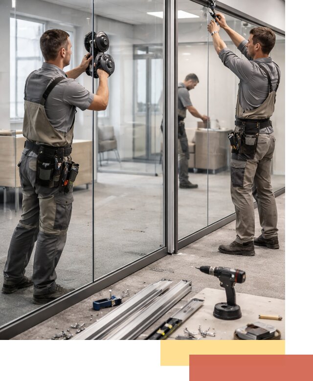 Стеклянные офисные перегородки под ключ в Муравленко