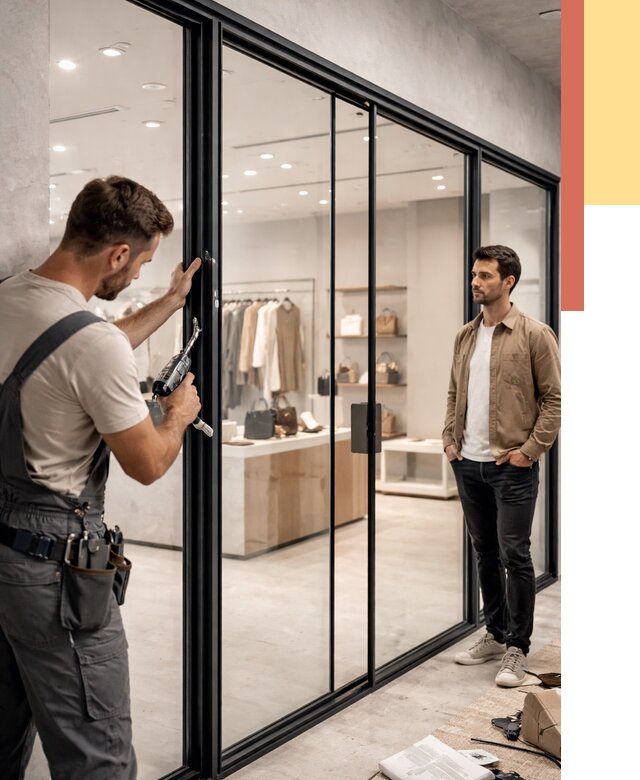 Стеклянные перегородки для магазинов в Муравленко от 8779 руб. под ключ | ОТДЕЛОЧНИК-Мрв