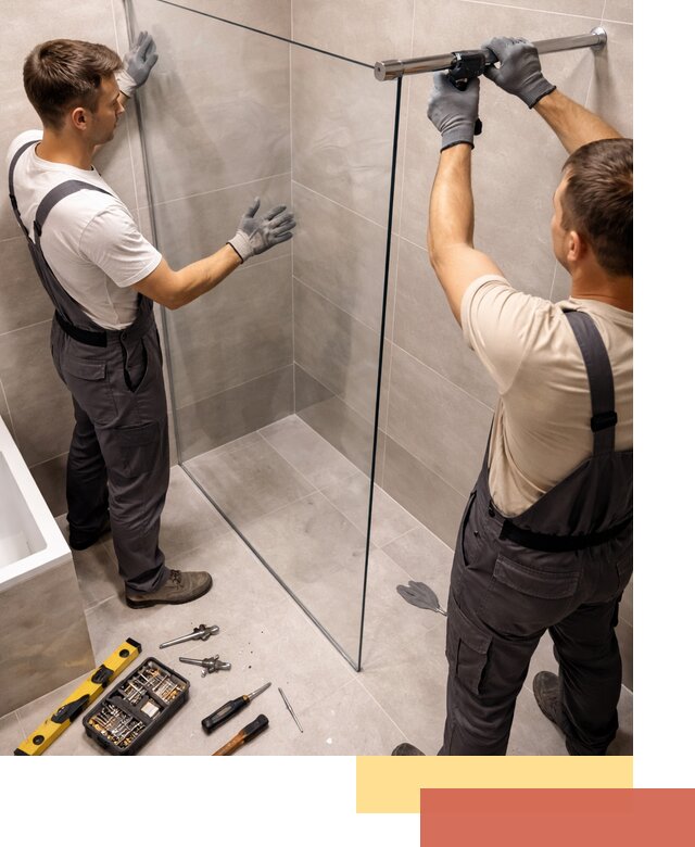 Стеклянные перегородки для душа в Муравленко — изготовление и монтаж