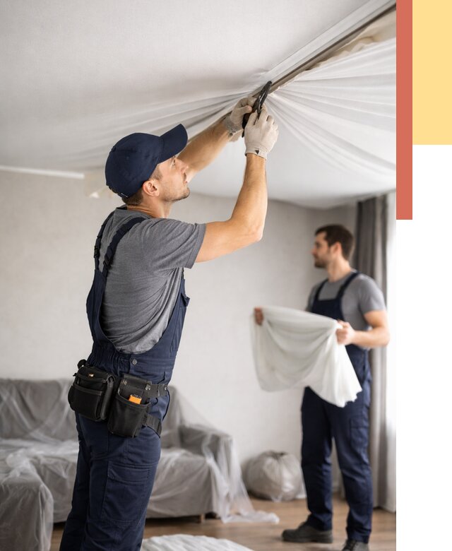 Демонтаж натяжного потолка в Муравленко от 4818 руб. — снятие и разбор под ключ | ОТДЕЛОЧНИК-Мрв