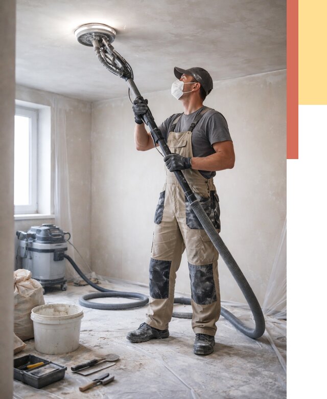 Шлифовка потолка в Муравленко от 3747 руб. — услуги шлифования потолка | ОТДЕЛОЧНИК-Мрв