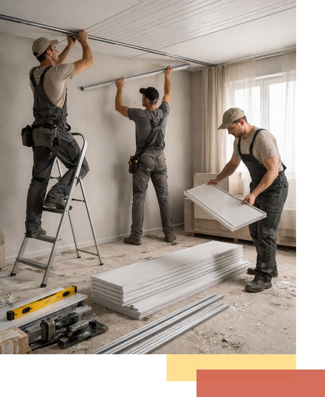 Монтаж потолка из ПВХ панелей в Муравленко оперативно и качественно