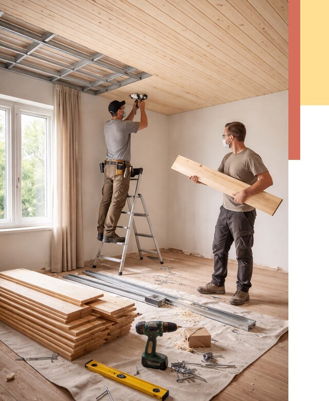 Монтаж потолка из вагонки в Муравленко от 6959 руб. | Быстро и недорого — ОТДЕЛОЧНИК-Мрв