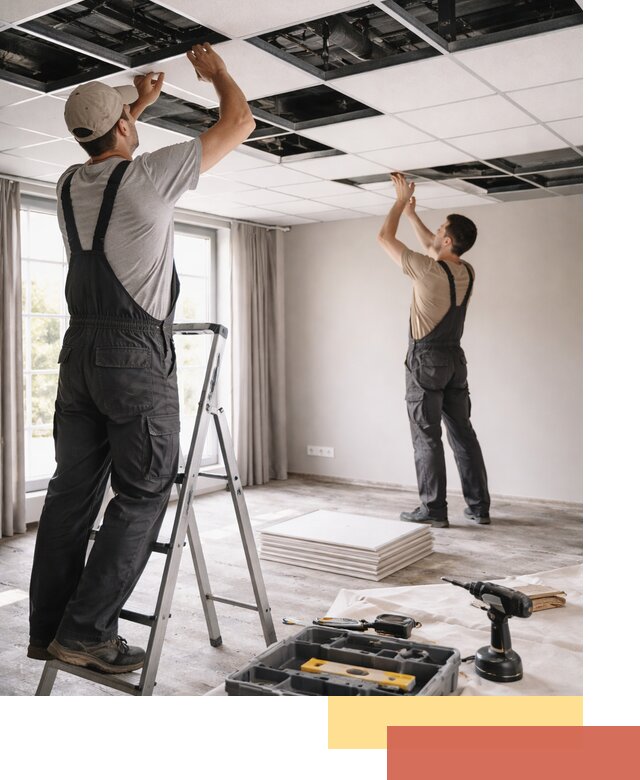 Замена плит подвесного потолка в Муравленко быстро и качественно